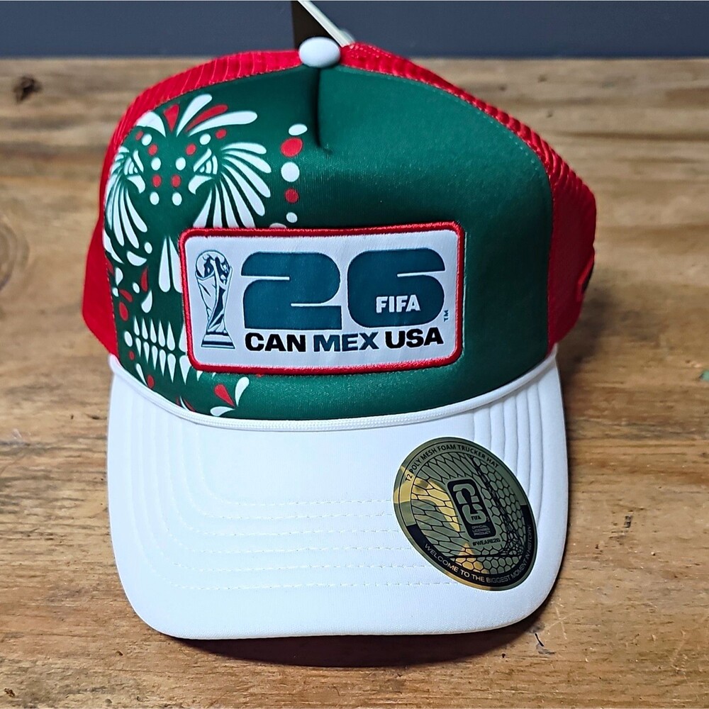 FIFA World Cup 26 Trucker Hat Green Red White Mesh Back Adjustable Snapback